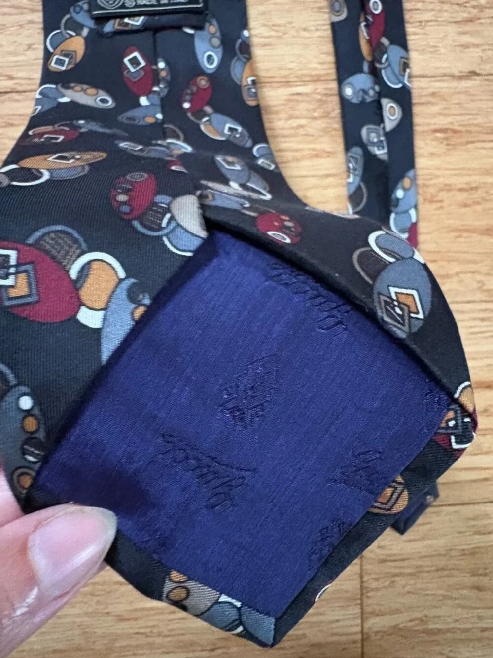 LOT Authentic GUCCI Silk Tie Blue Black GG Italy Men's monogram